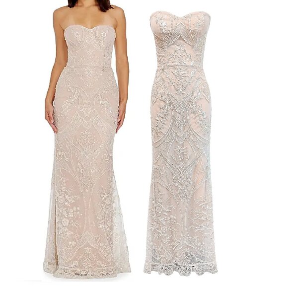 Dress the Population Dresses & Skirts - NWT $598 DRESS THE POPULATION SHERIDAN STRAPLESS GOWN DRESS IN WHITE & NUDE SZ S